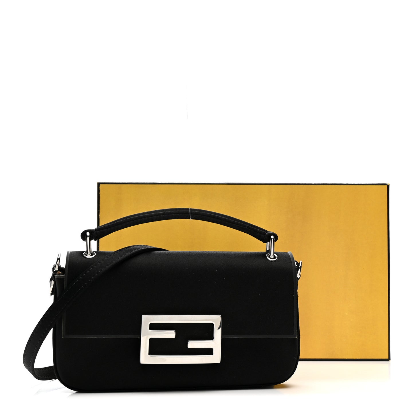 Silk Satin Phone Baguette Black