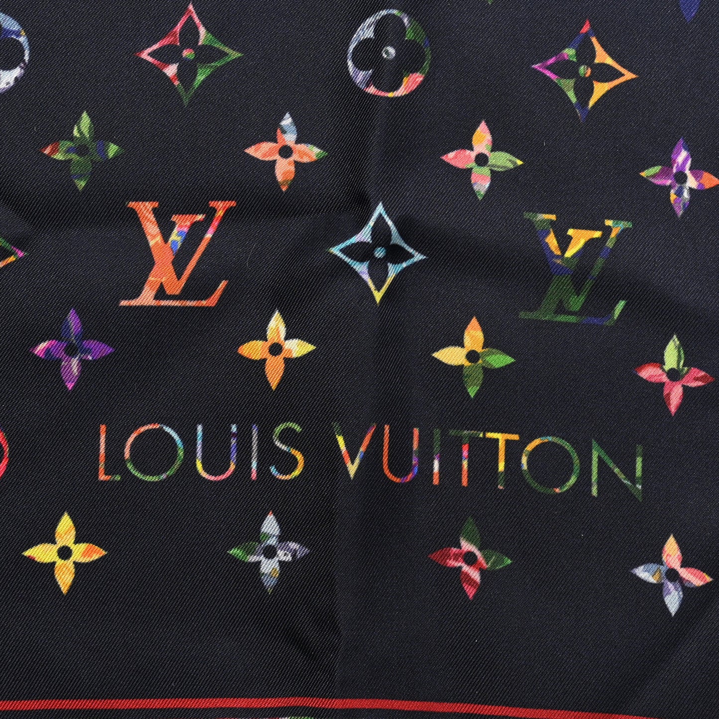Silk Monogram Printed LV Garden Square Scarf Bleu Marine