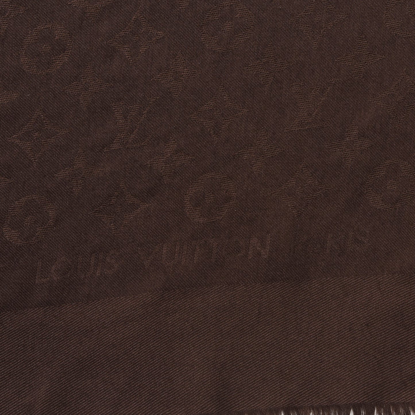 Wool Silk Monogram Shawl Chocolate