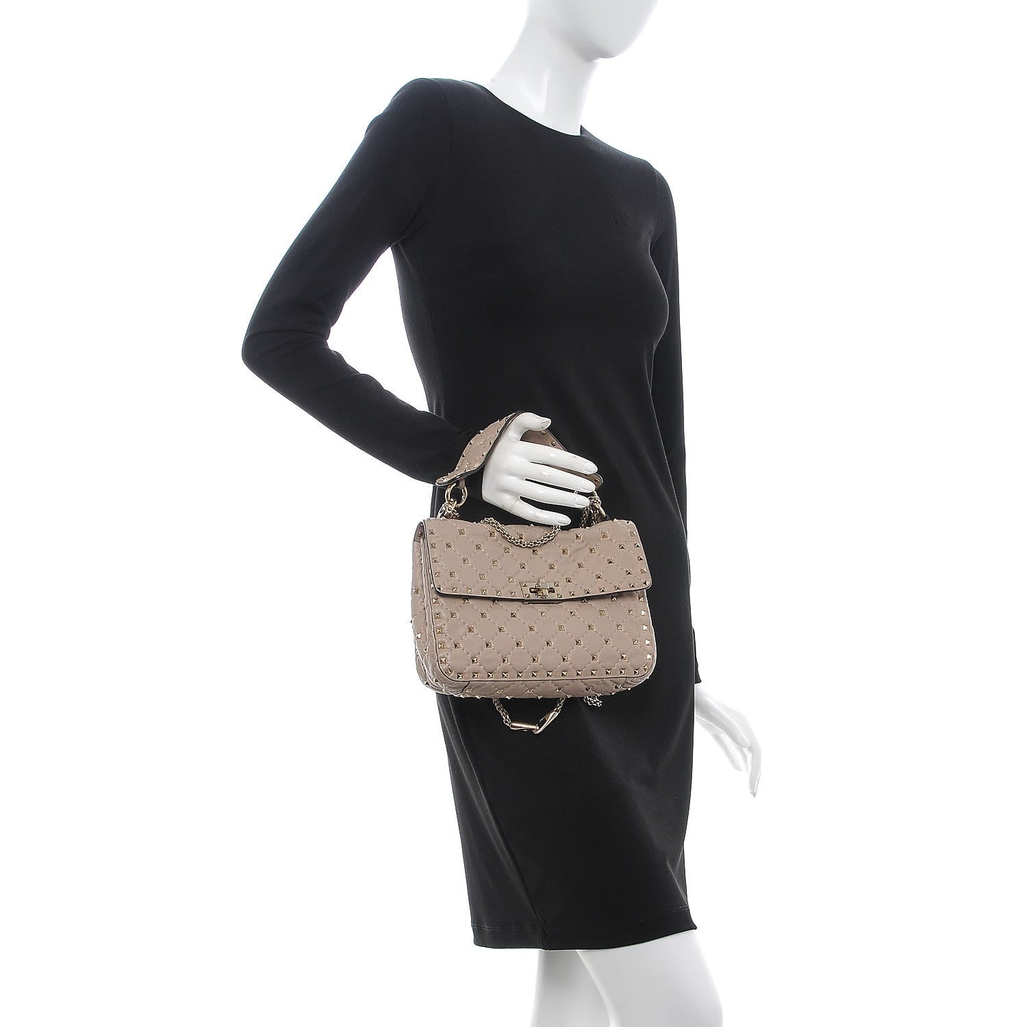 Valentino Garavani Lambskin Medium Rockstud Spike Shoulder Bag Poudre 4 of 10