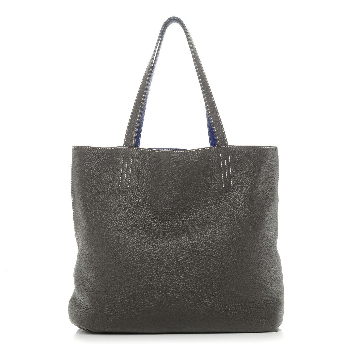 Hermes Taurillon Clemence Double Sens 45 Reversible Tote Graphite Bleu Electrique 1 of 9