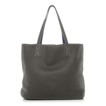 Hermes Taurillon Clemence Double Sens 45 Reversible Tote Graphite Bleu Electrique 1 of 9