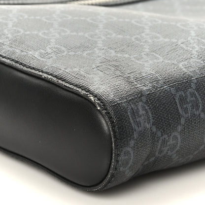 Gucci GG Supreme Monogram Appia Calfskin Web Flat Messenger Bag Black Grey 9 of 10