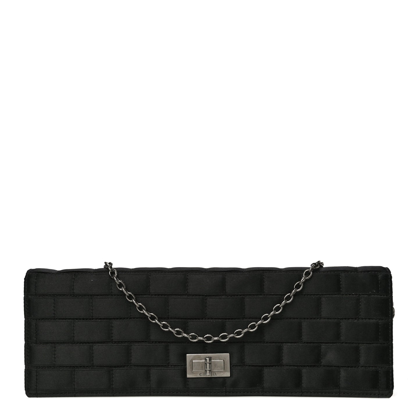 Satin Ribbon Evening Clutch Black