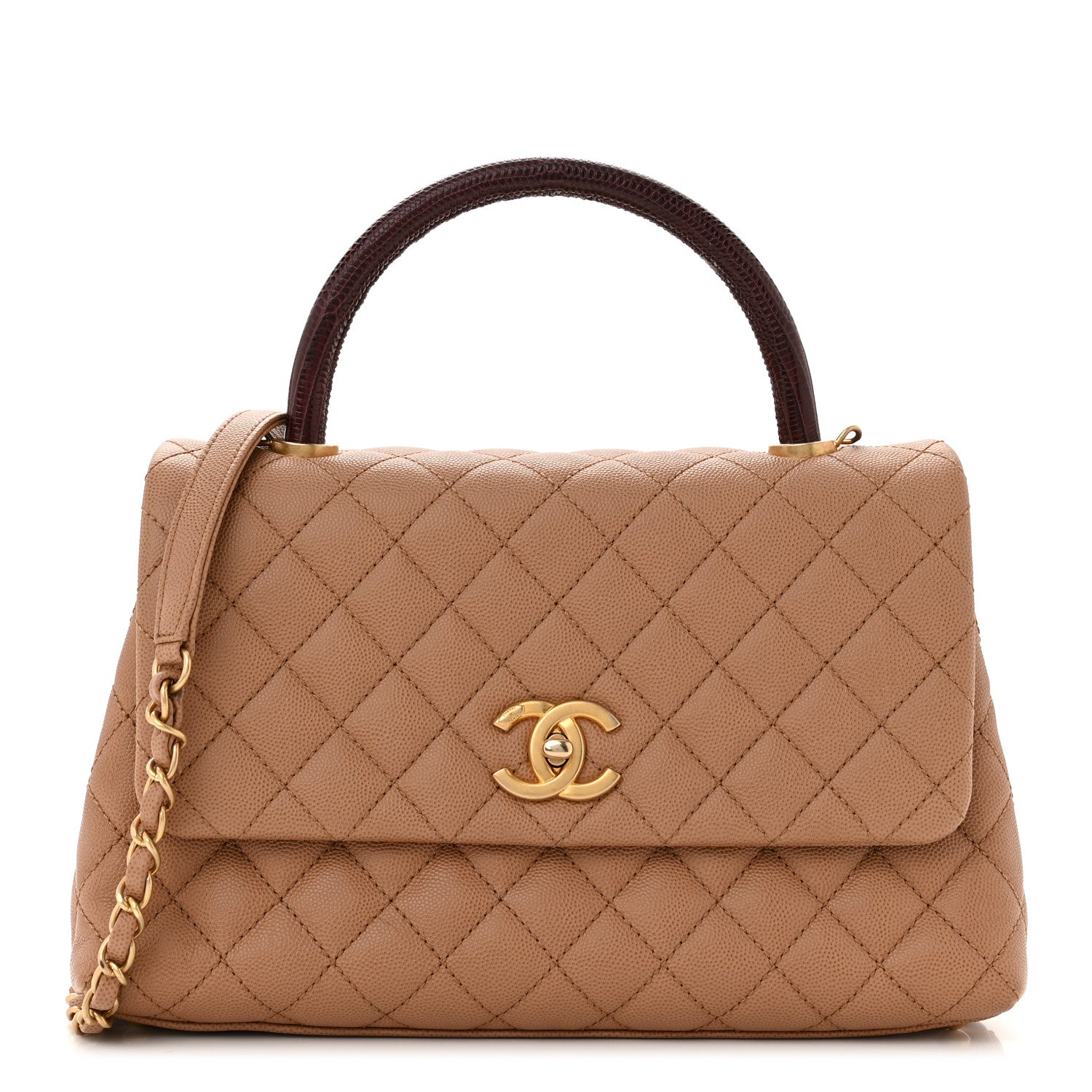 Chanel Caviar Lizard Quilted Small Coco Handle Flap Beige 1 of 11