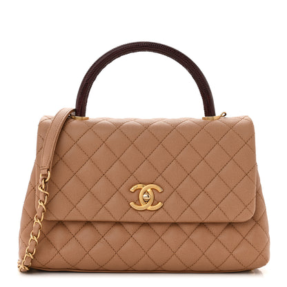 Chanel Caviar Lizard Quilted Small Coco Handle Flap Beige 1 of 11