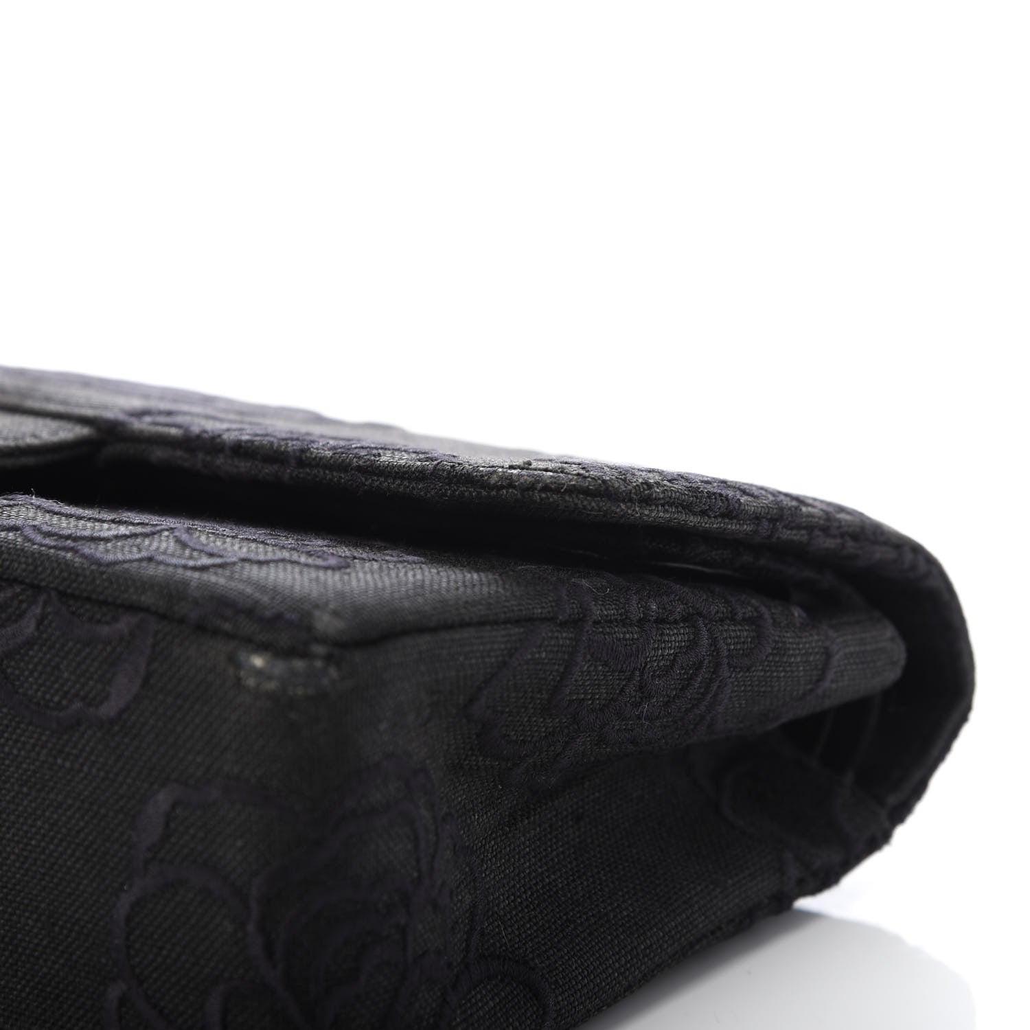 Chanel Canvas Camellia Embroidered Medium Double Flap Black 11 of 13