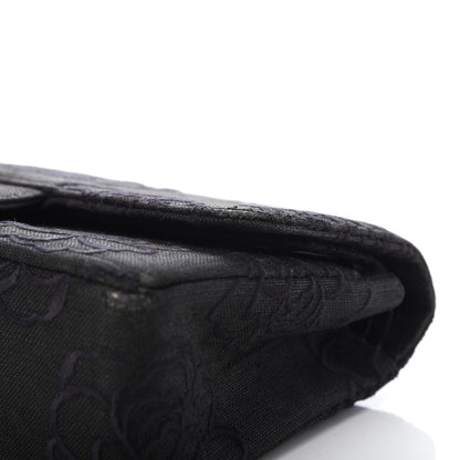 Chanel Canvas Camellia Embroidered Medium Double Flap Black 11 of 13