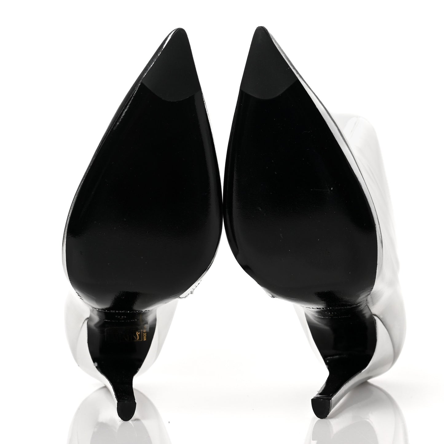 Patent Slash Ankle Boots 38 Silver