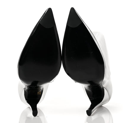 Balenciaga Patent Slash Ankle Boots 38 Silver 5 of 9