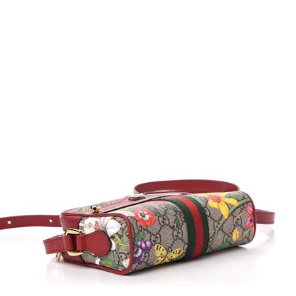 Gucci GG Supreme Monogram Flora Web Mini Ophidia Shoulder Bag Red 4 of 10