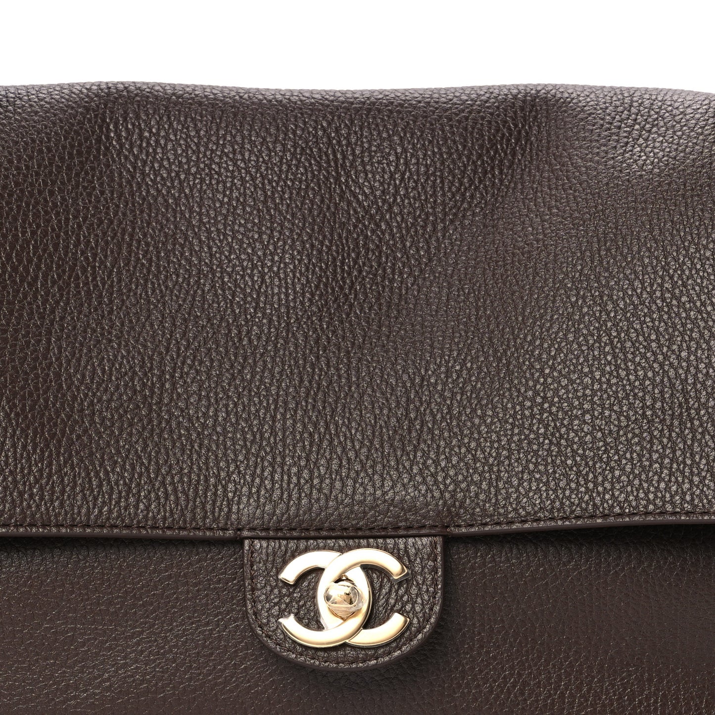 Grained Calfskin Small Souplissimo Maxi Flap Dark Brown