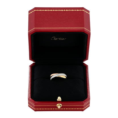 Cartier 18K White Yellow Pink Gold Diamond Small Trinity Paved Ring 53 6.5 5 of 5