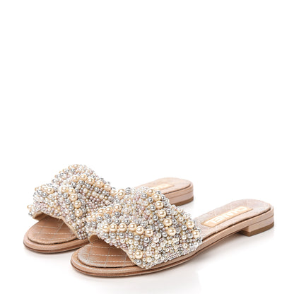 Chanel Fantasy Calfskin Pearl Cord CC Mules 36.5 Ivory Grey 3 of 9