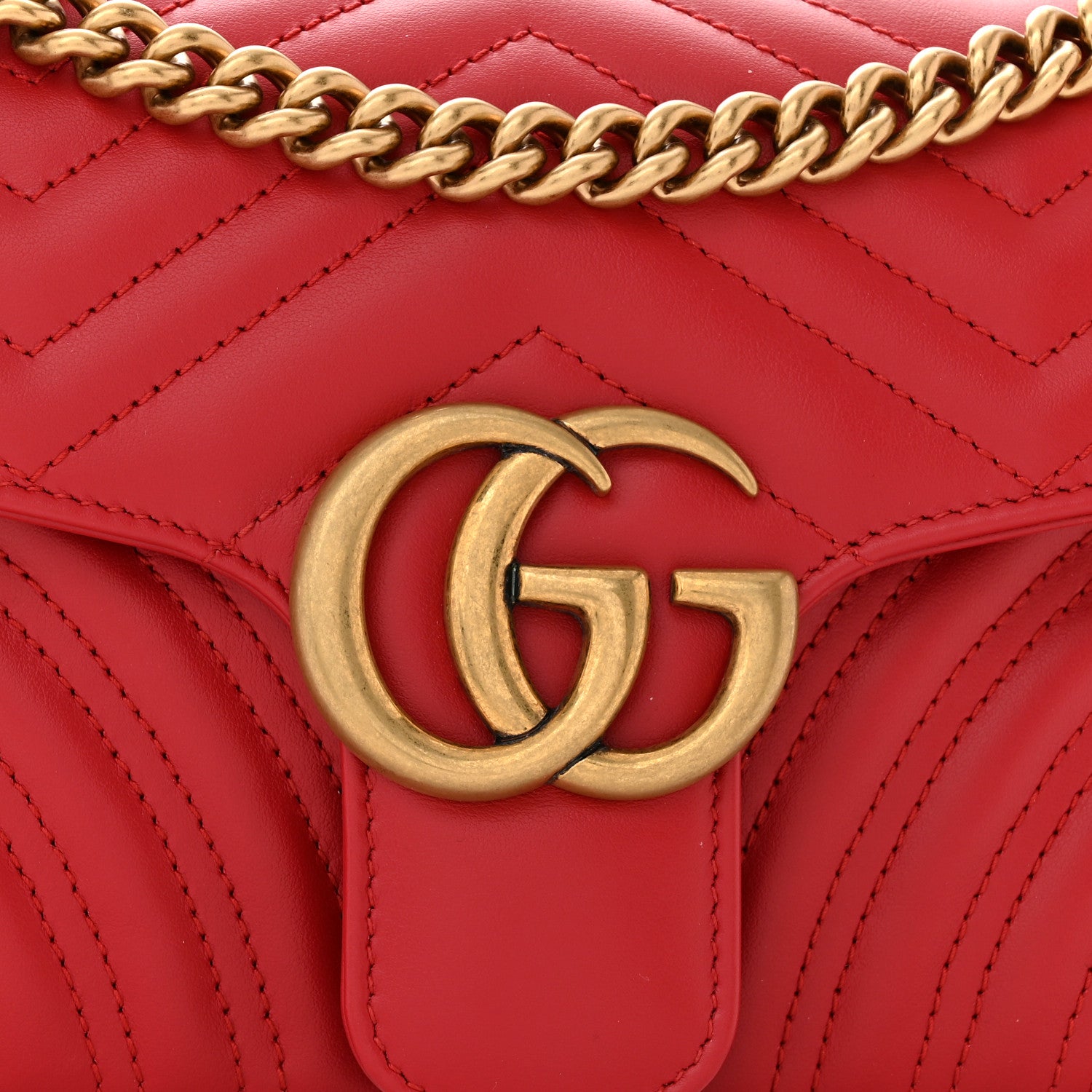 Gucci Calfskin Matelasse Small GG Marmont Shoulder Bag Hibiscus Red 9 of 10