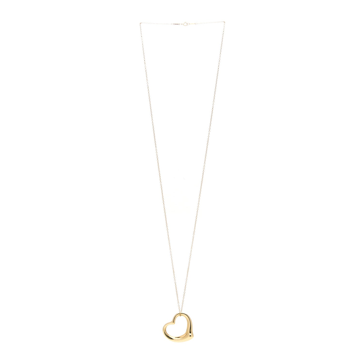 Tiffany 18K Yellow Gold Elsa Peretti Large Open Heart Pendant Necklace 3 of 8