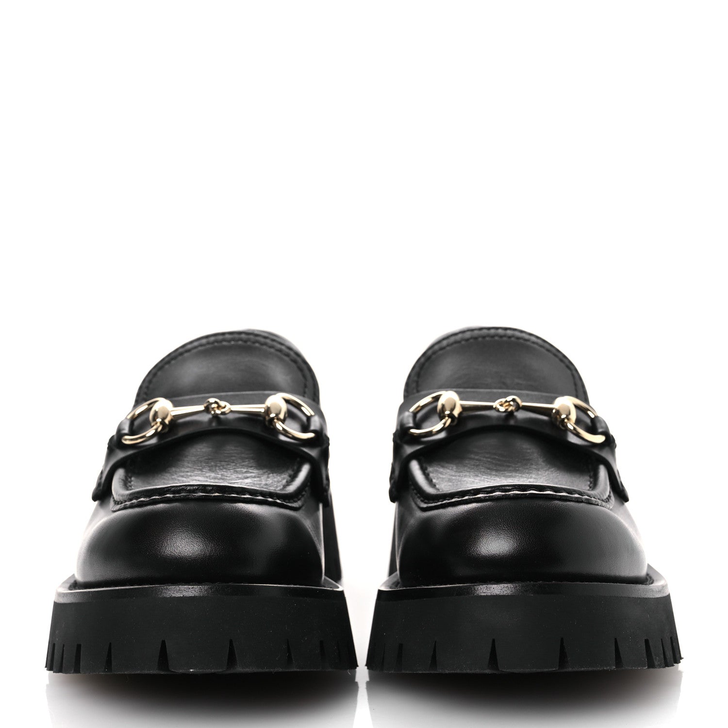 Gucci Betis Glamour Calfskin Womens Horsebit Loafers 37.5 Black 3 of 12