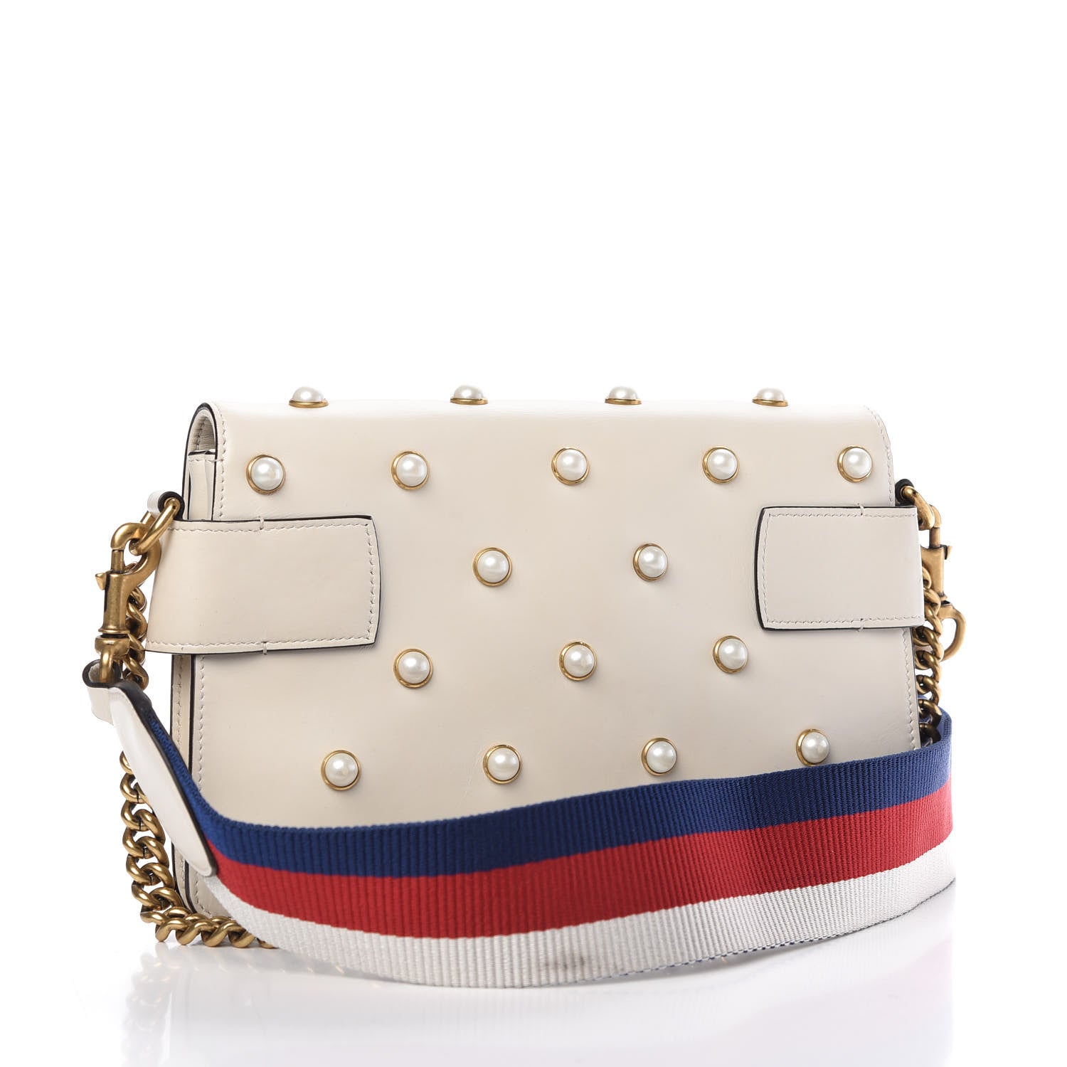 Gucci Nappa Pearl Studded Mini Queen Margaret Broadway Shoulder Bag Mystic White 3 of 10