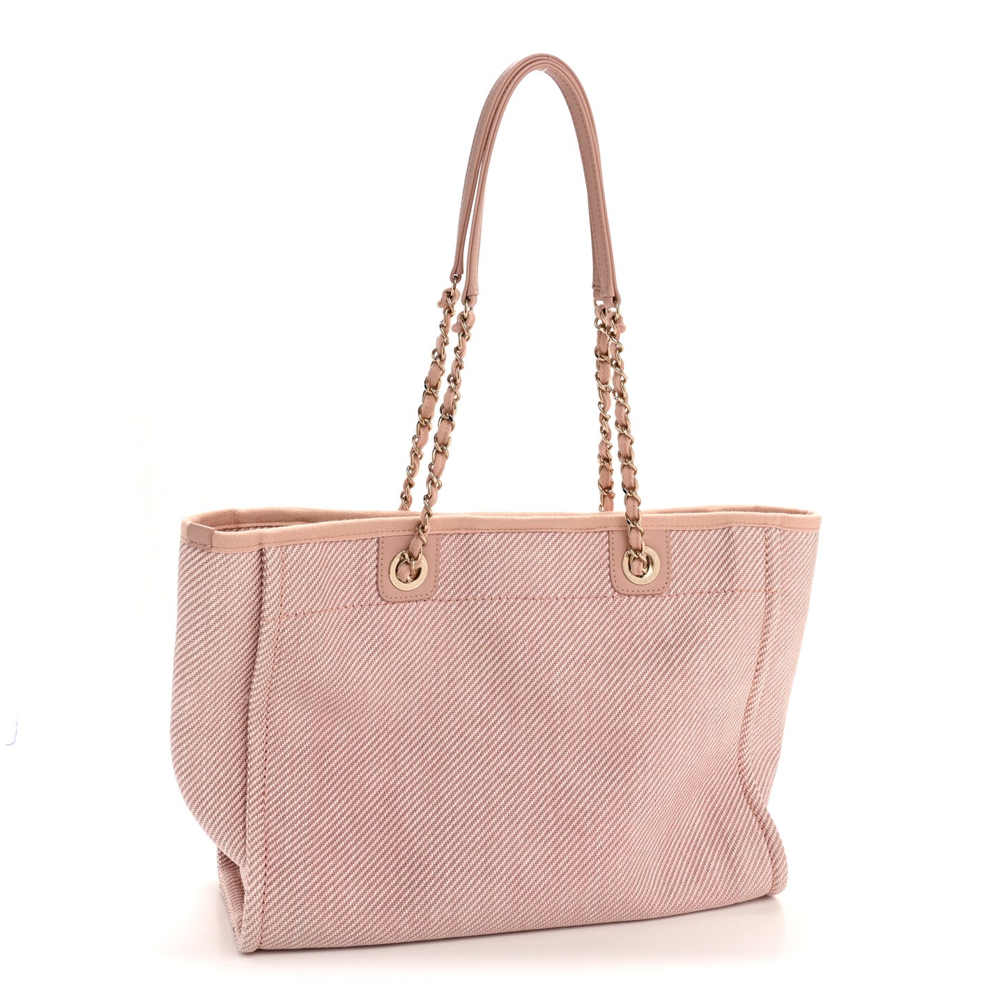 Mixed Fibers Calfskin Small Deauville Tote Rose Pink