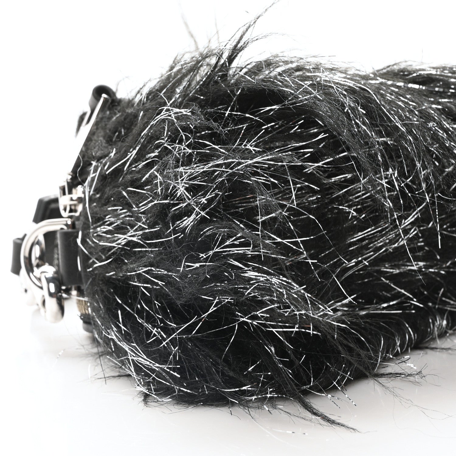 Marc Jacobs Faux Fur The Monster Snapshot Camera Bag Black Silver 9 of 10