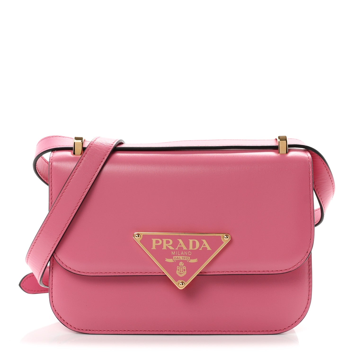 Prada Box Calfskin Triangle Embleme Flap Shoulder Bag Begonia 1 of 10
