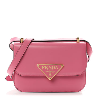 Prada Box Calfskin Triangle Embleme Flap Shoulder Bag Begonia 1 of 10