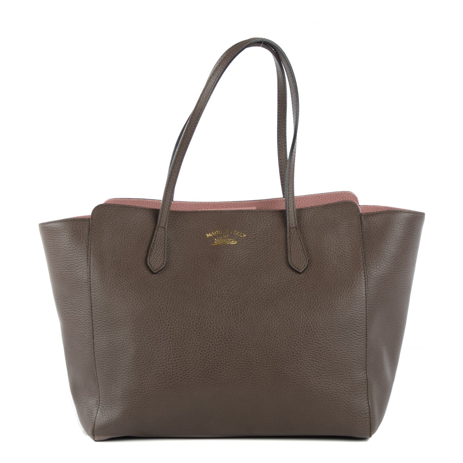 Gucci Dollar Calfskin Medium Swing Tote Grey Field Soft Pink 1 of 8