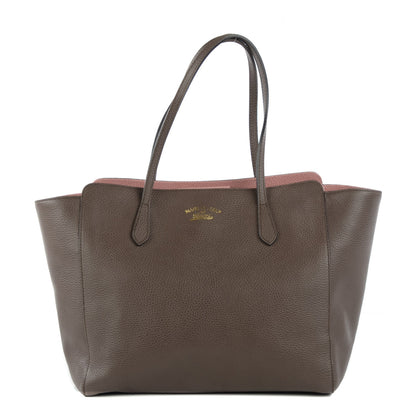Gucci Dollar Calfskin Medium Swing Tote Grey Field Soft Pink 1 of 8