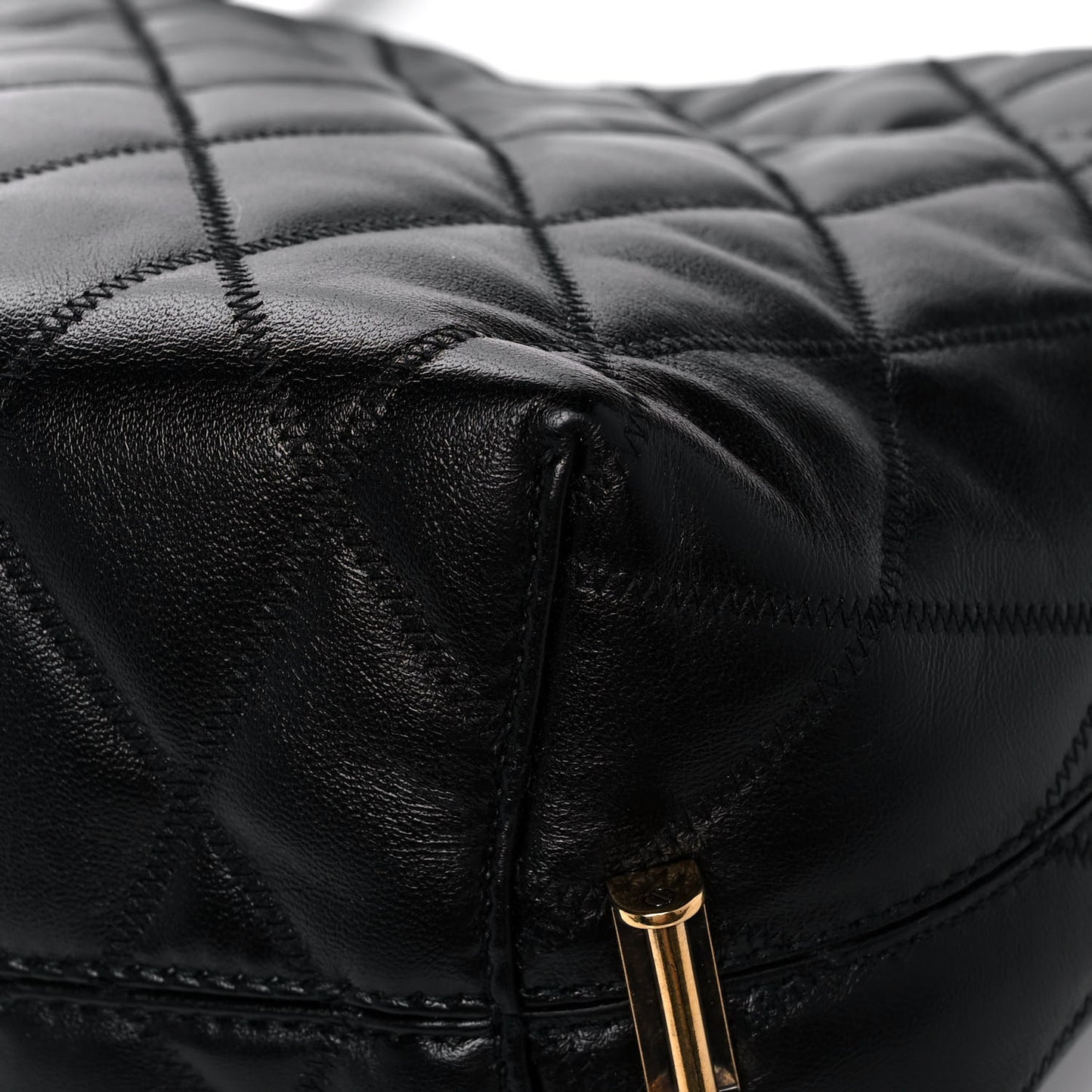 Lambskin Quilted Mini GV Bucket Bag Black