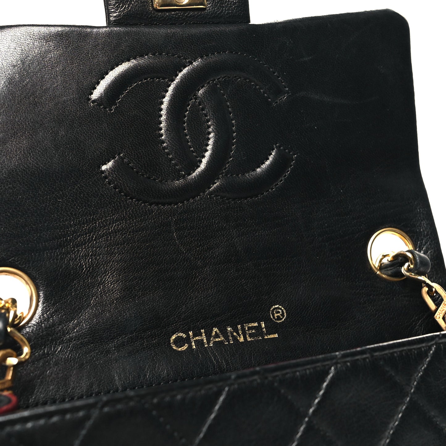 Lambskin Quilted Mini Square Flap Bag Black