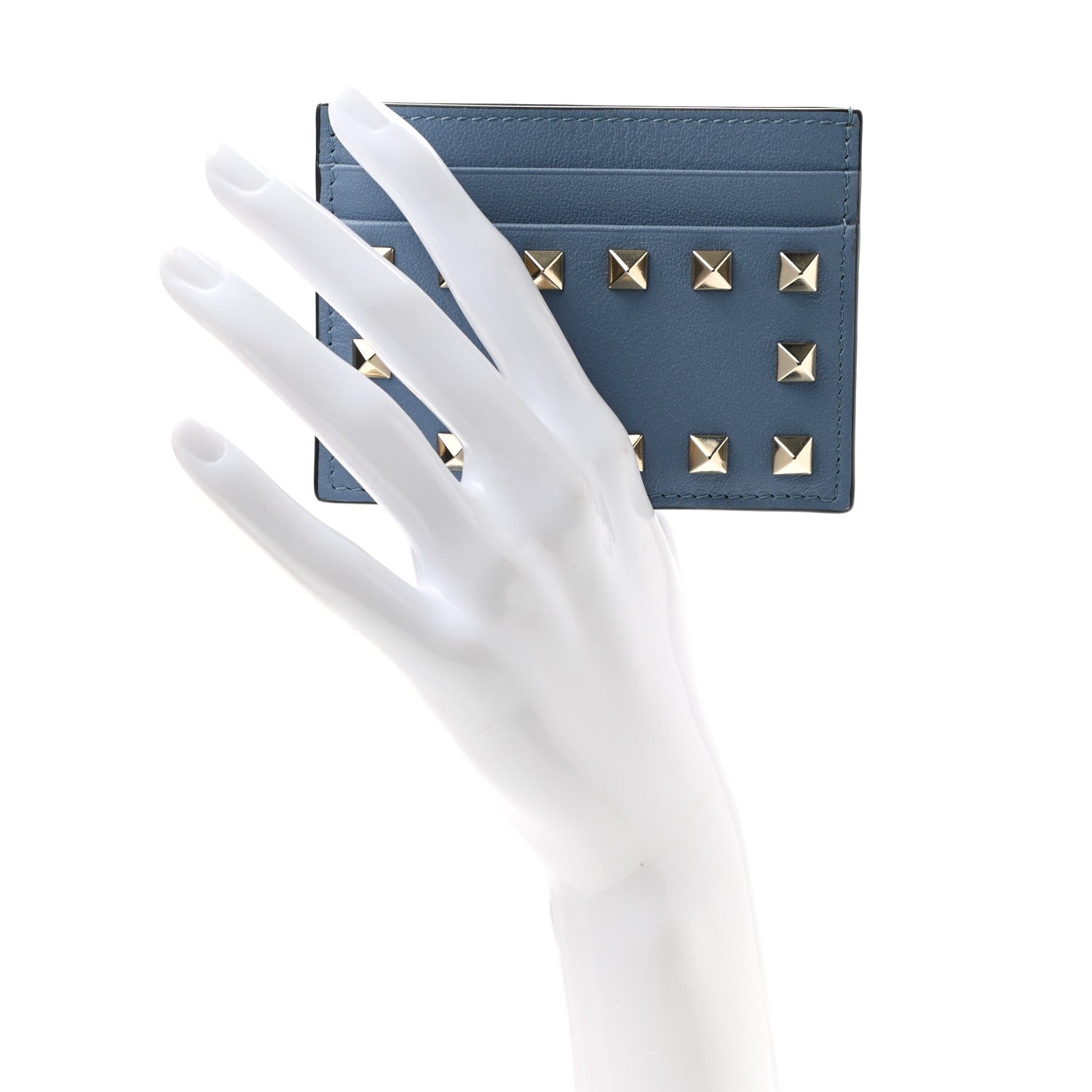 Valentino Garavani Vitello Rockstud Card Holder Niagara 2 of 6