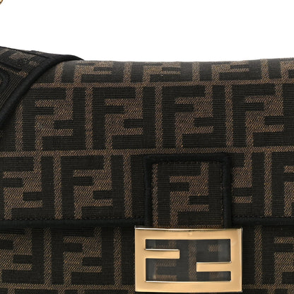 Fendi Fabric Jacquard FF 1974 Medium Baguette Tobacco Moro Black 8 of 11