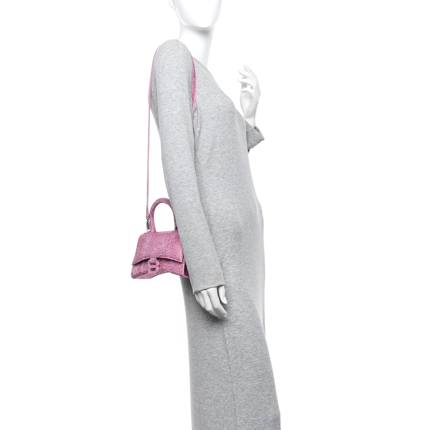 Balenciaga Strass Suede Hourglass Top Handle Bag XS Pink 2 of 16