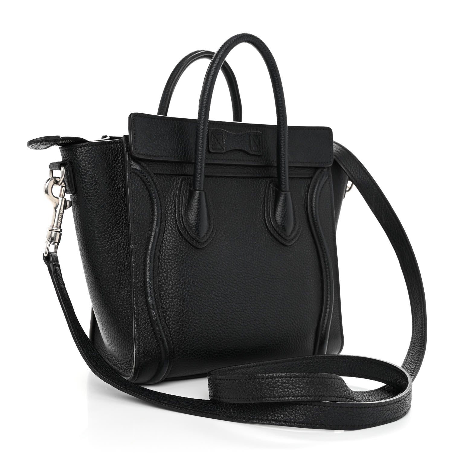 Celine Drummed Calfskin Nano Luggage Black 3 of 10