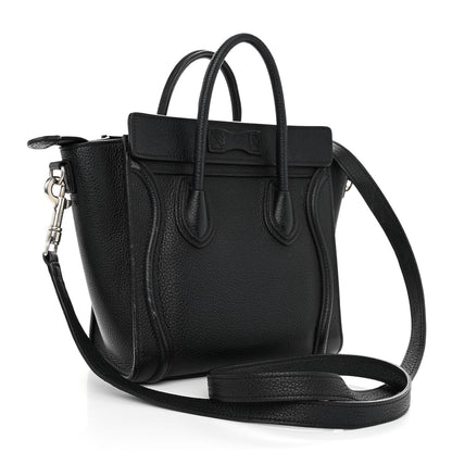 Celine Drummed Calfskin Nano Luggage Black 3 of 10