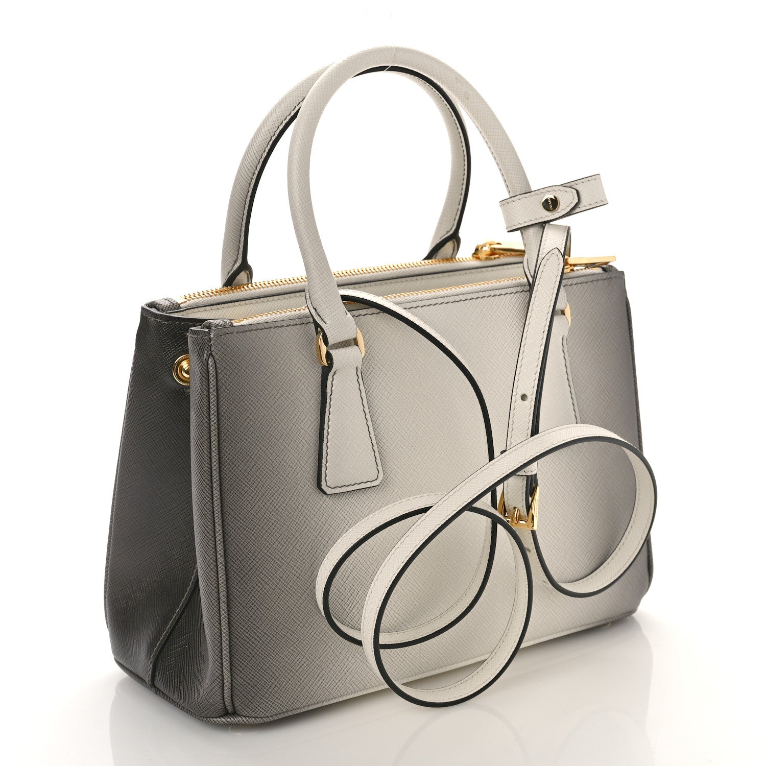 Prada Saffiano Lux Ombre Small Galleria Double Zip Tote Gradient White 3 of 8