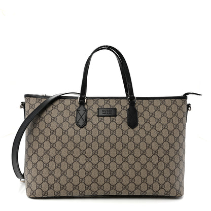 Gucci GG Supreme Monogram Medium Zippered Tote Black 1 of 11