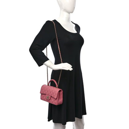 Chanel Lambskin Quilted Mini Top Handle Rectangular Flap Pink 2 of 10