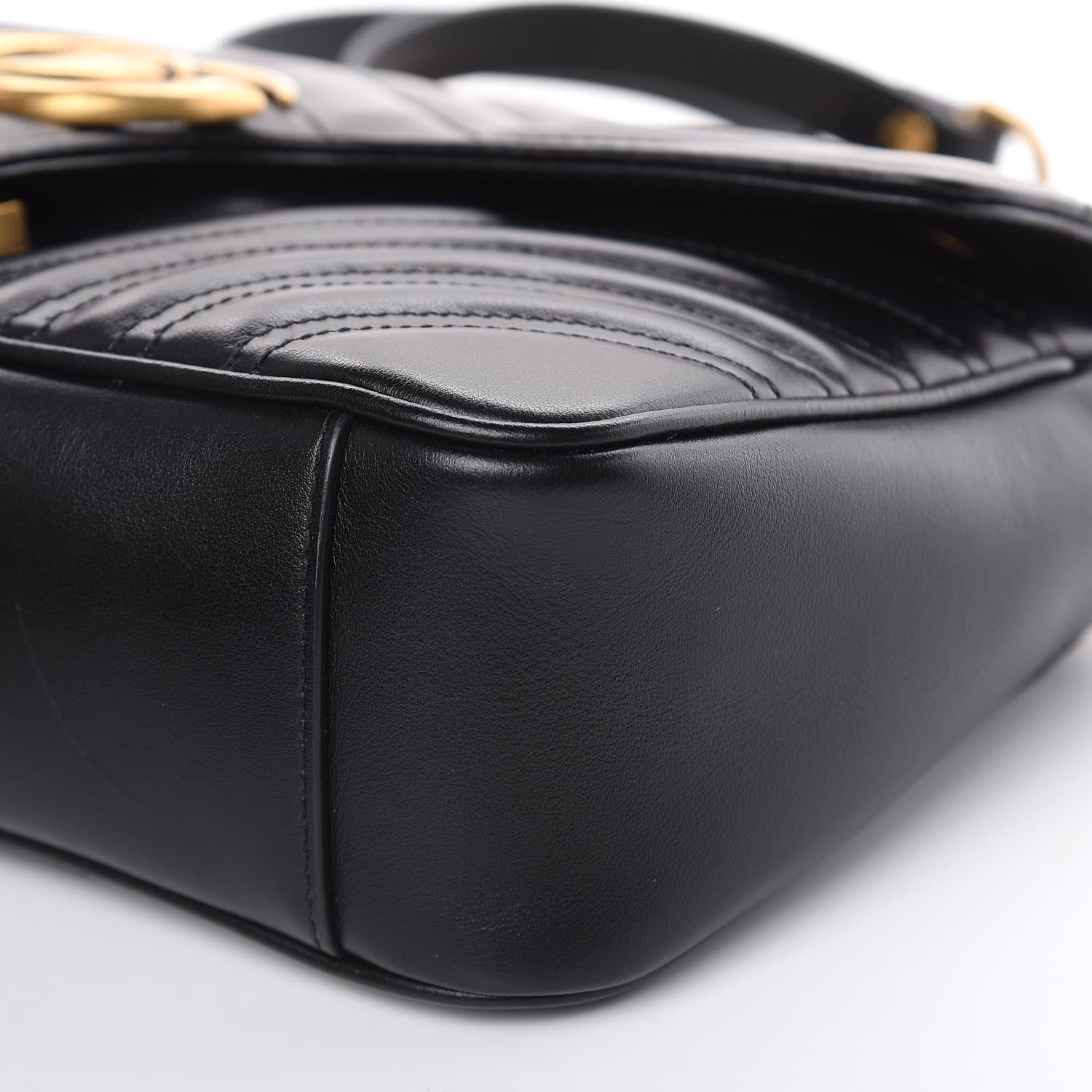 Gucci Calfskin Matelasse Small GG Marmont Shoulder Bag Black 9 of 10