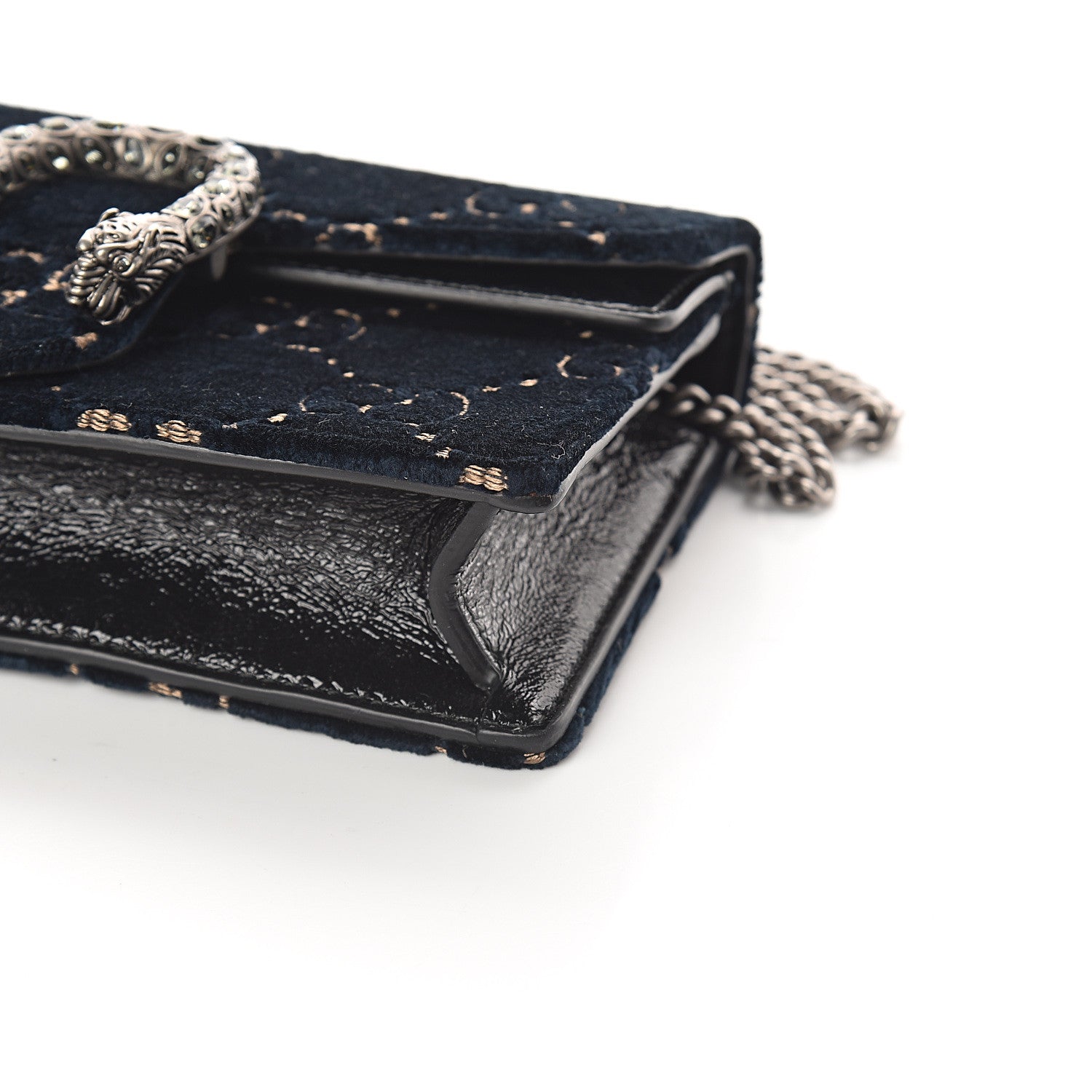 Gucci Velvet GG Monogram Super Mini Dionysus Shoulder Bag Blue Beige Black 7 of 7
