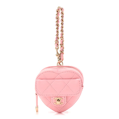 Chanel Lambskin Quilted CC Mini In Love Heart Bag Charm Light Pink 1 of 12