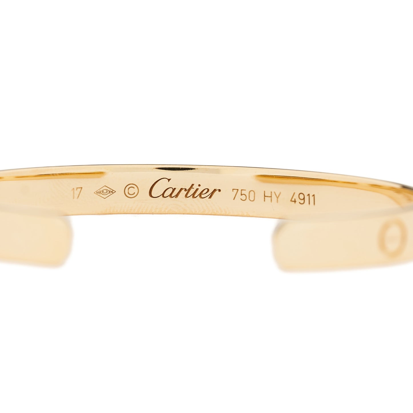 18K Yellow Gold LOVE Cuff Bracelet 17