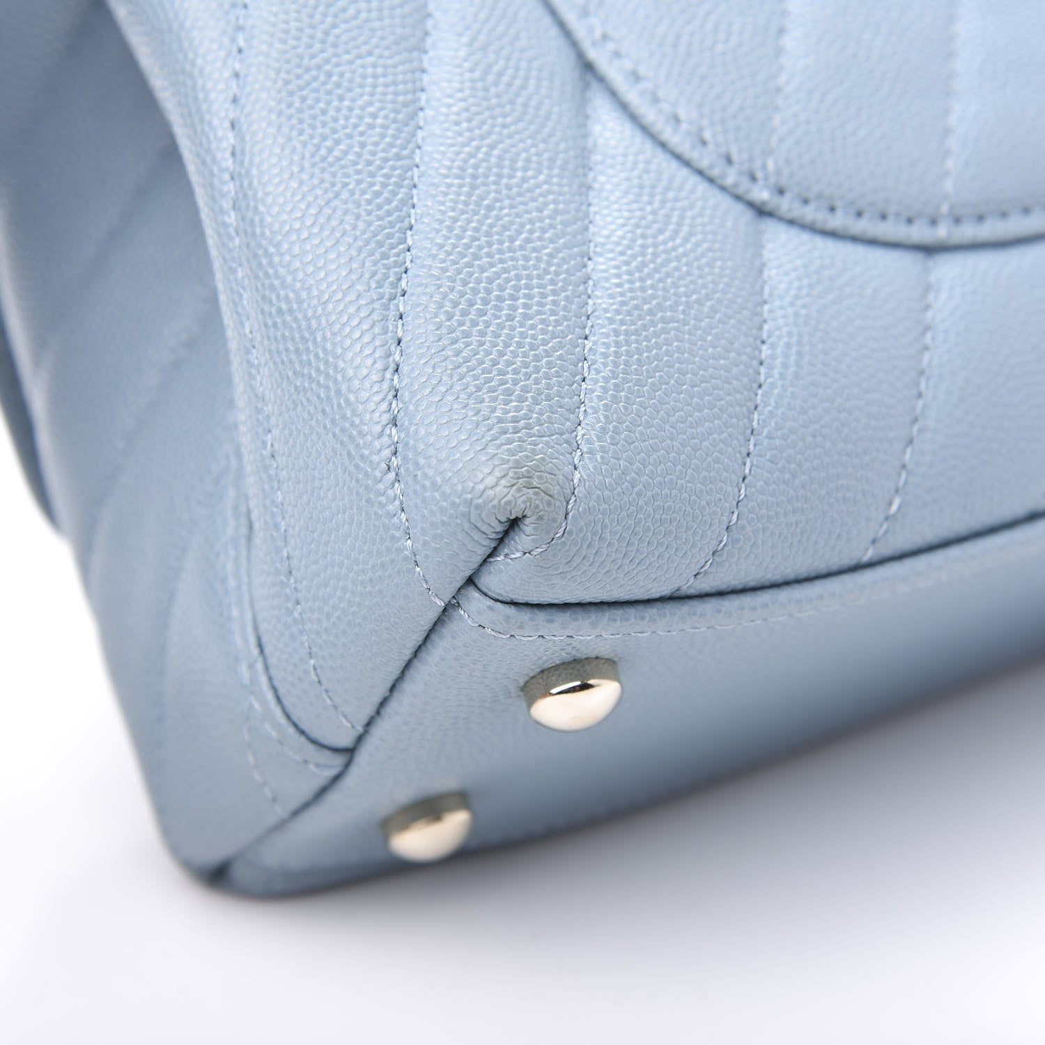 Chanel Caviar Chevron Quilted Mini Coco Handle Flap Light Blue 13 of 13
