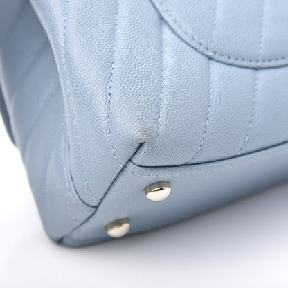 Chanel Caviar Chevron Quilted Mini Coco Handle Flap Light Blue 13 of 13