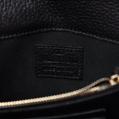 Valentino Garavani Pebbled Calfskin Rockstud Wallet on Chain Black 8 of 9