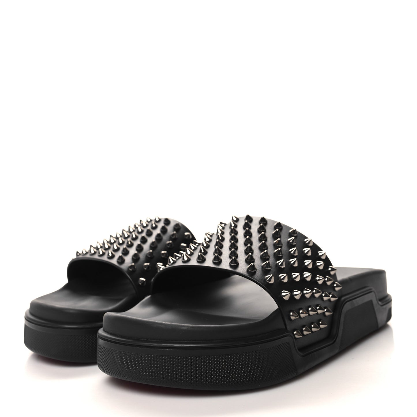 Calfskin Studded Mens Pool Fun Platform Flat Slide Sandals 43 Black