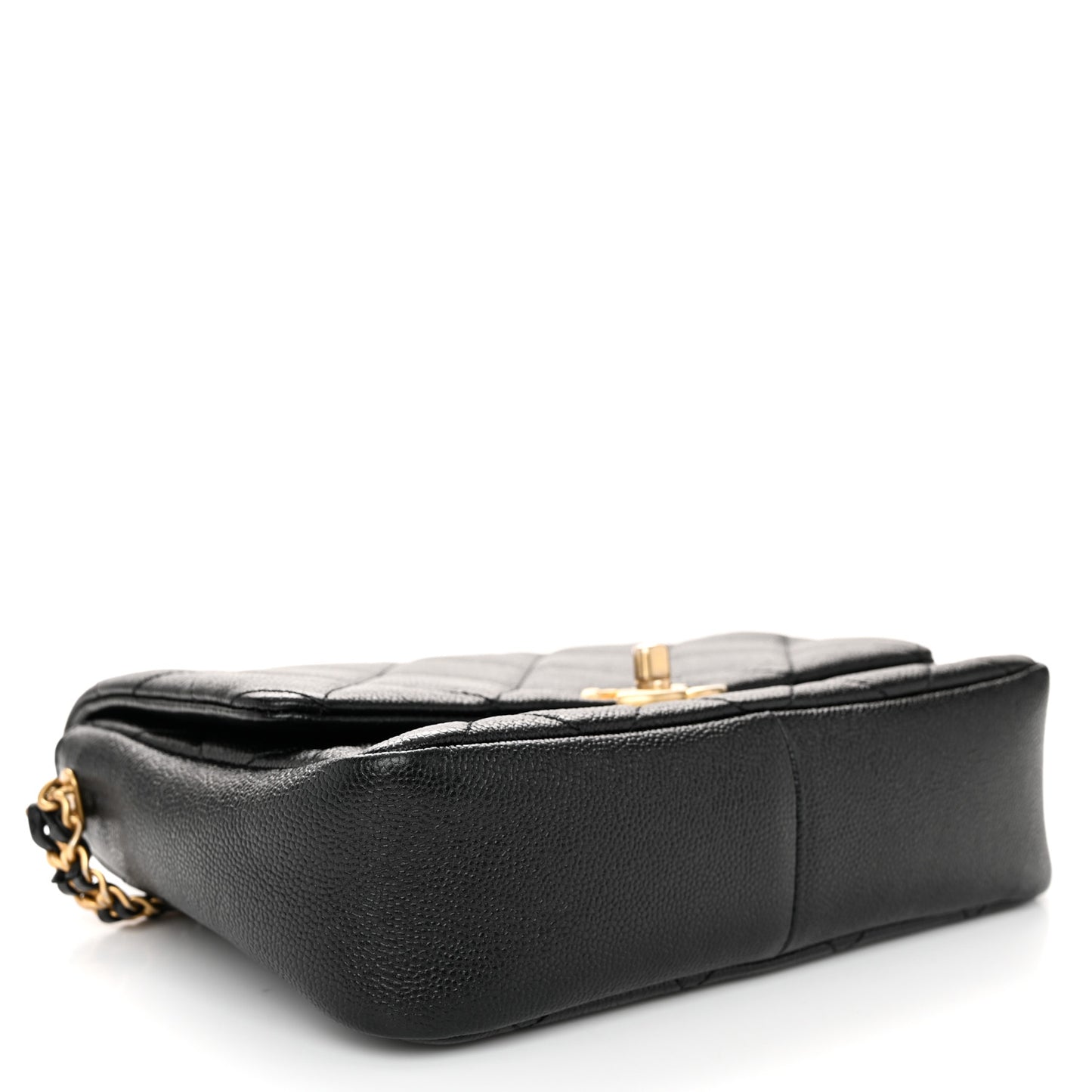 Shiny Caviar Quilted Small Chain Melody Flap Black