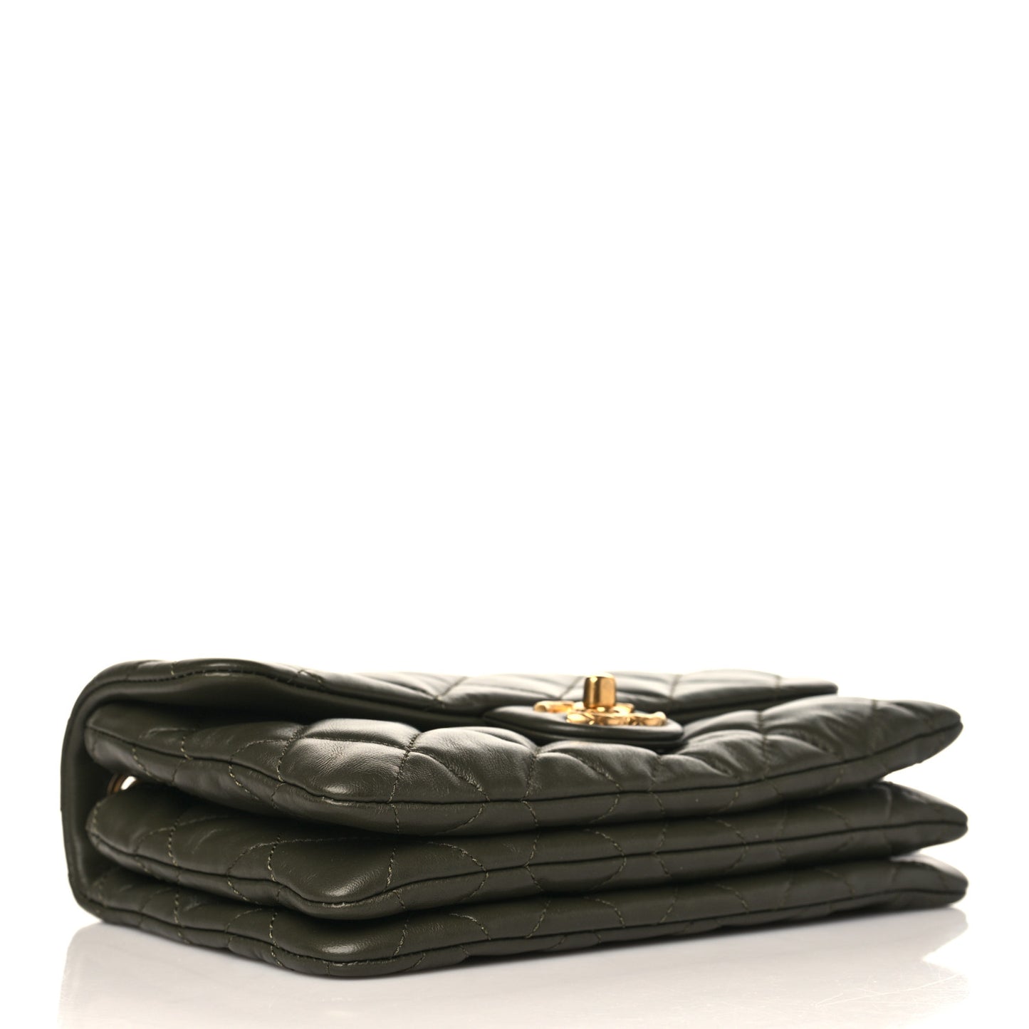 Lambskin Quilted Small Pillow Crush Flap Khaki