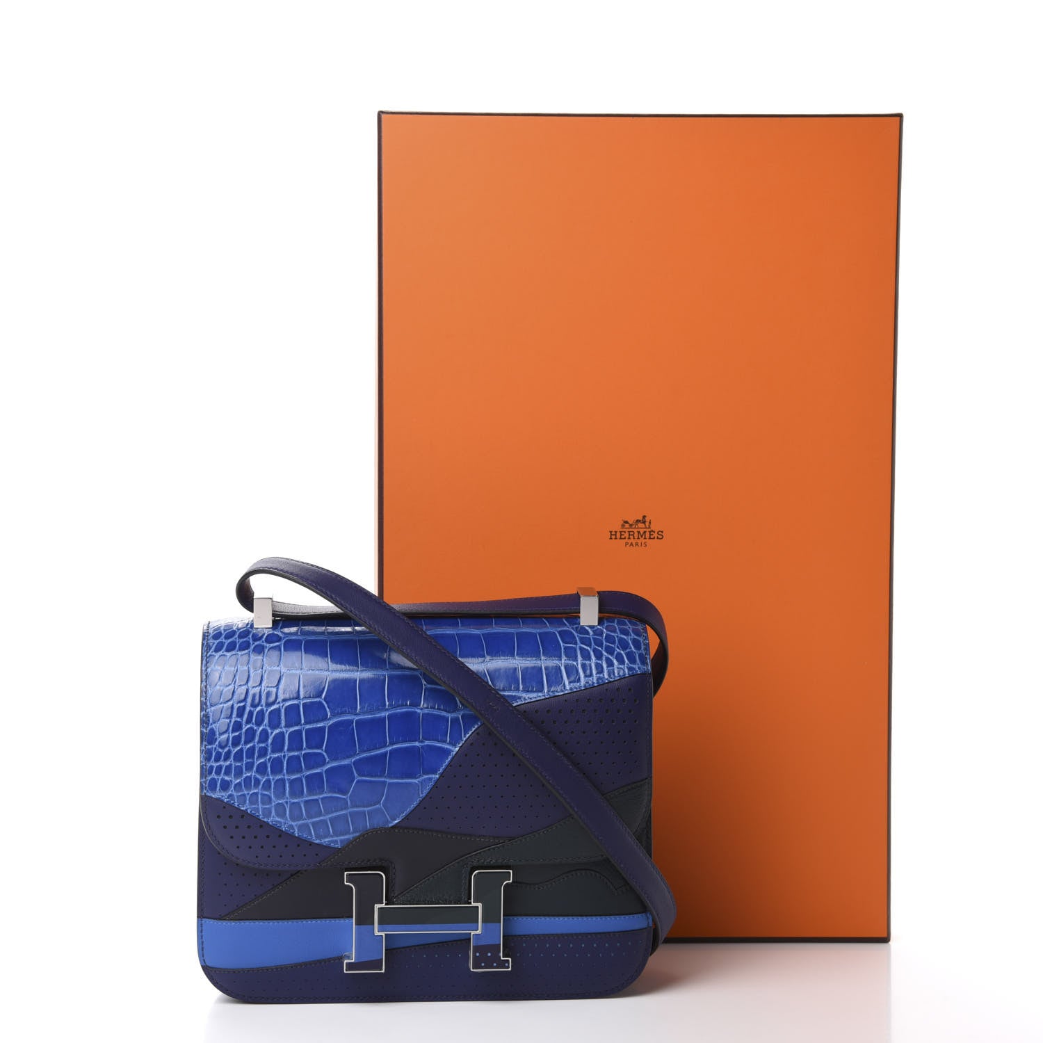Hermes Shiny Alligator Swift Perforated Lizard Endless Road Constance 24 Bleu Zellige Bleu Encre Blue Nuit Vert Anglais 24 of 24