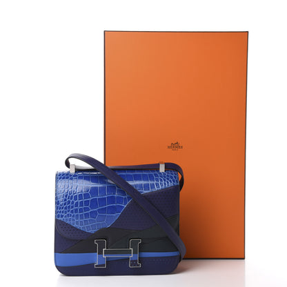 Hermes Shiny Alligator Swift Perforated Lizard Endless Road Constance 24 Bleu Zellige Bleu Encre Blue Nuit Vert Anglais 24 of 24